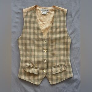 Vintage Liz Claiborne Plaid Tailored Vest | Size 10